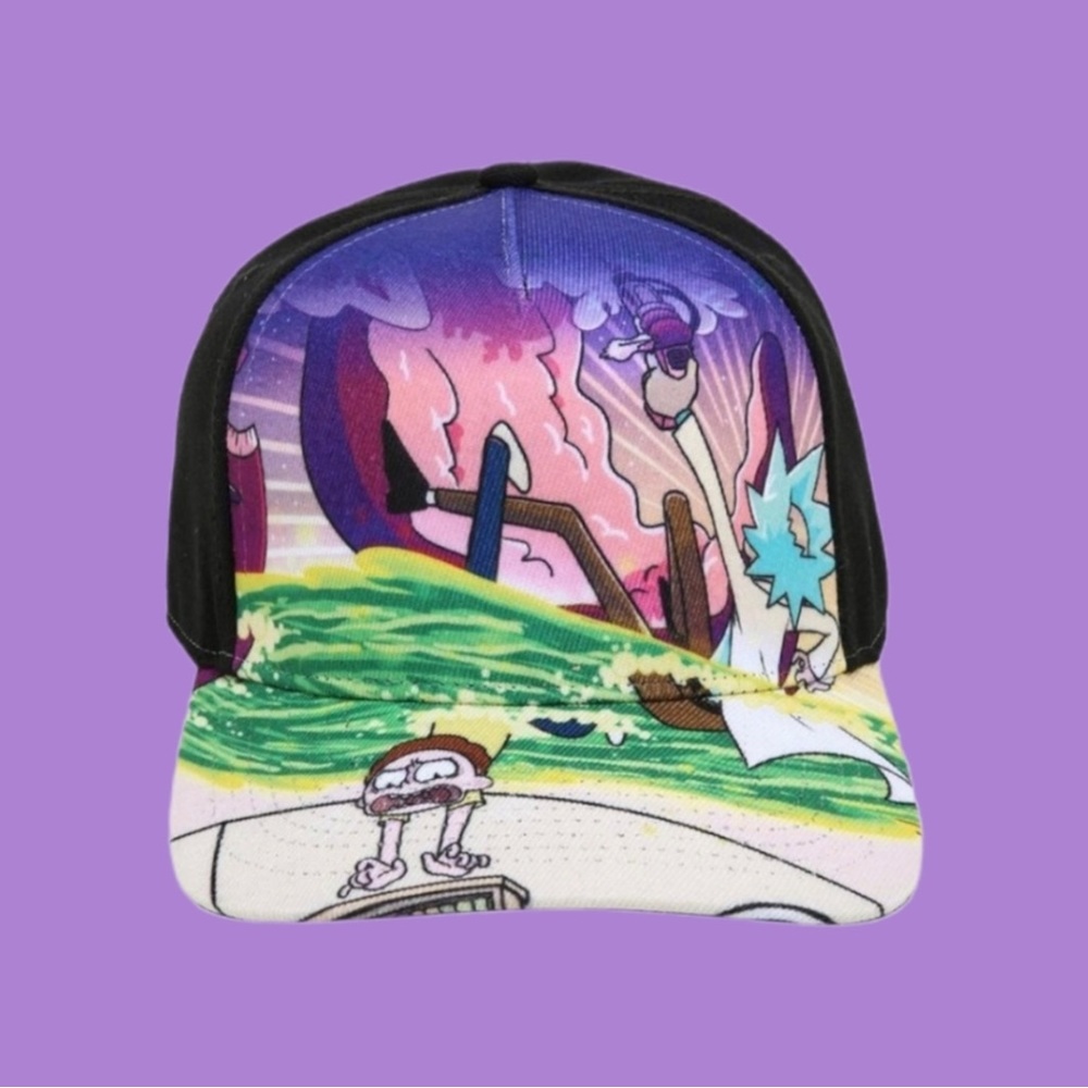 Rick And Morty Portal Curved Snapback Hat.
